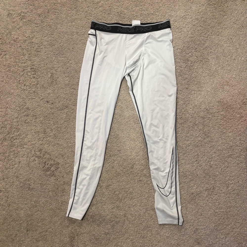 Nike White Performance Leggings with Tapered Design
